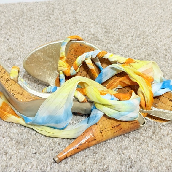 Yellow and Orange Heels with Comfortable Footbed and Stylish Straps - Picture 6 of 9